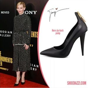 Giuseppe Zanotti Black Leather Horn Zip Pumps 8.5